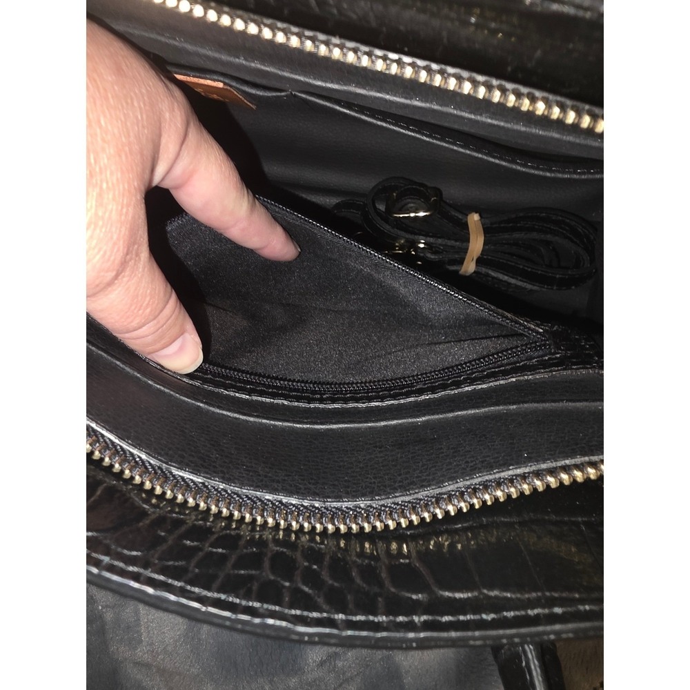 Georgio's and Son Black Croc Embossed Satchel Handbag with Crossbody Strap - Picture 5 of 16
